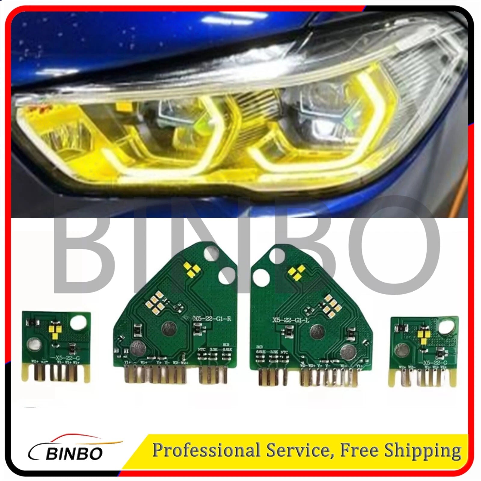 For BMW X5 X5M X6 X6M 2019-2022 CSL Yellow Daytime Running Light LED boards 07FC0E-D4 - KOEEK