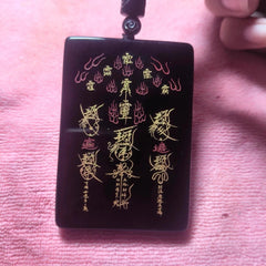 Obsidian Style Taoist Wulu Wealth God Pendant Tag Ziwei Mark Amulet Charm 07FC0E-D4 - KOEEK