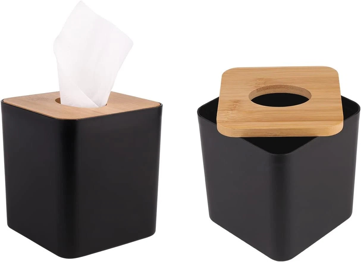 Tissuebox cover,tissue holder dimensions:5 inches × 5 inches × 5.4 inches(black) 07FC0E-D4 - KOEEK
