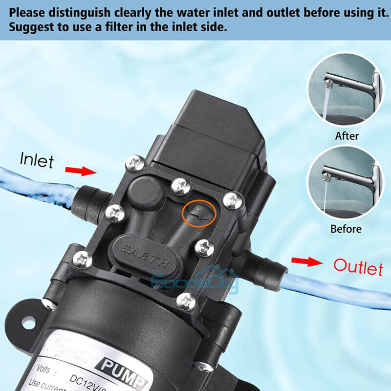 ny 130PSI vannpumpe selvsugende membran Høytrykks RV automatisk bryter DC12V