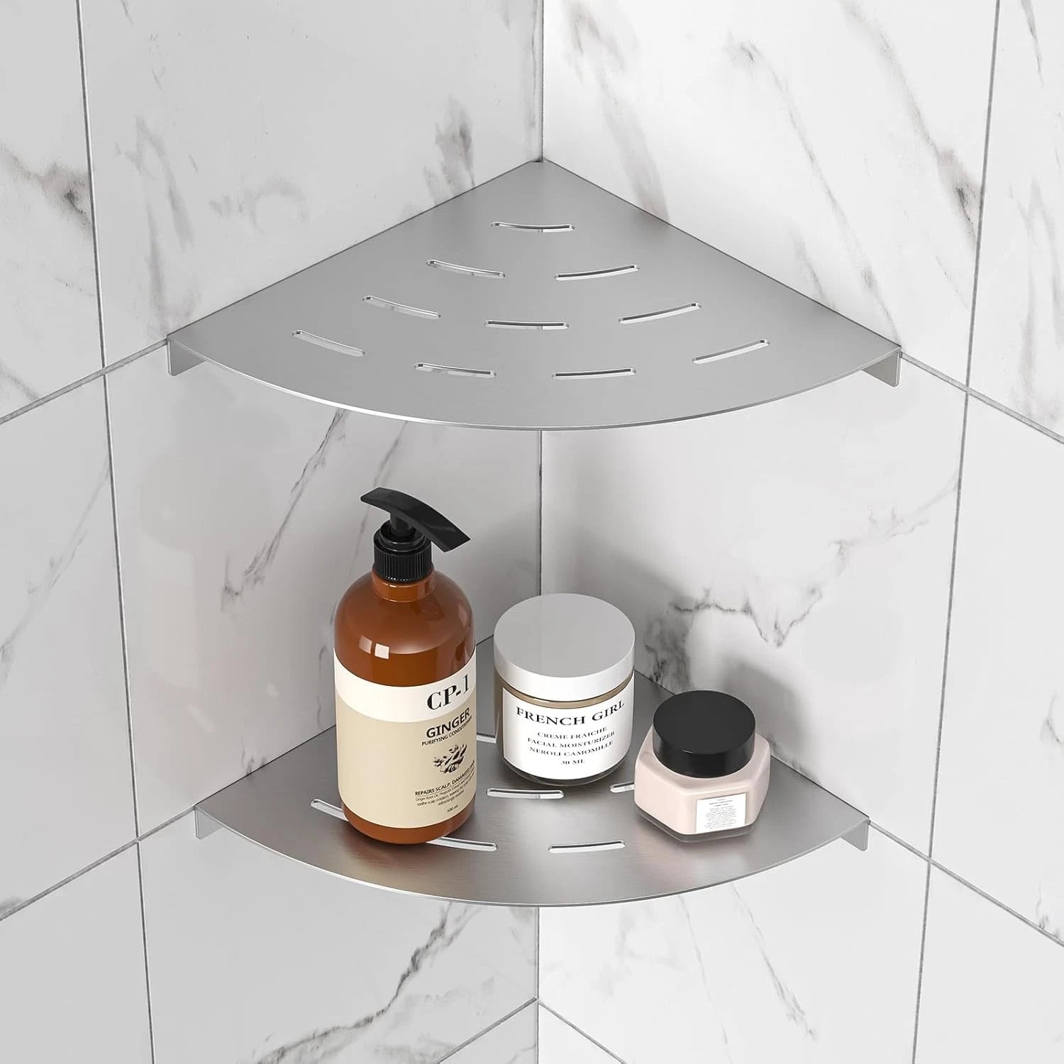 2-piece corner shower rack, 304 stainless steel brushed nickel 07FC0E-D4 - KOEEK