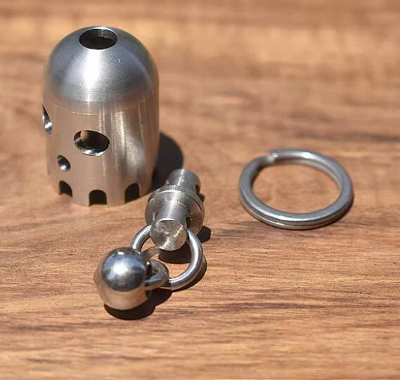 1 PC Small Stainless Steel Bell Wind Chime Rope Bead EDC Penant Keychain Pendant 07FC0E-D4 - KOEEK