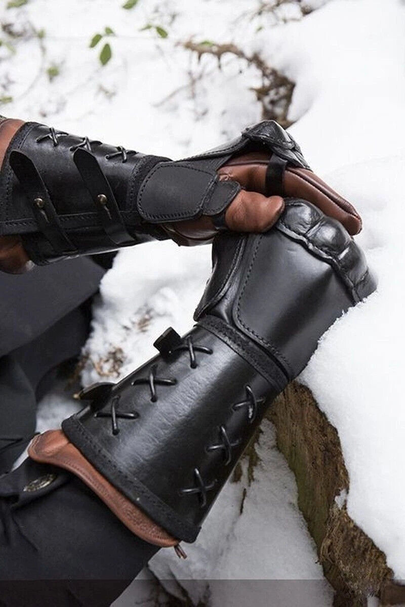 Medieva Steampunk Fingerless Retro Gloves Gothic Armguard Boxing Gloves Cosplay 07FC0E-D4 - KOEEK