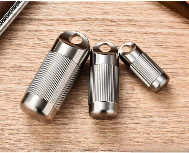 Titanium Pill Holder Case Organizer Container Waterproof Portable Keychain EDC 07FC0E-D4 - KOEEK
