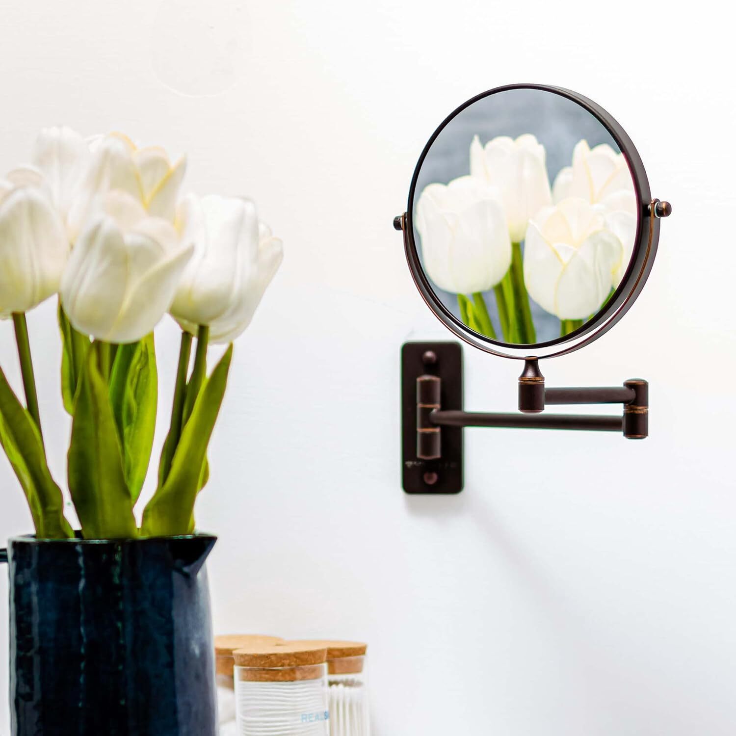 new OVENTE 7" Wall Mounted Makeup Mirror with 1X/7X 8.5"L x 6.8"W, Antique Bronze OVENTE - KOEEK
