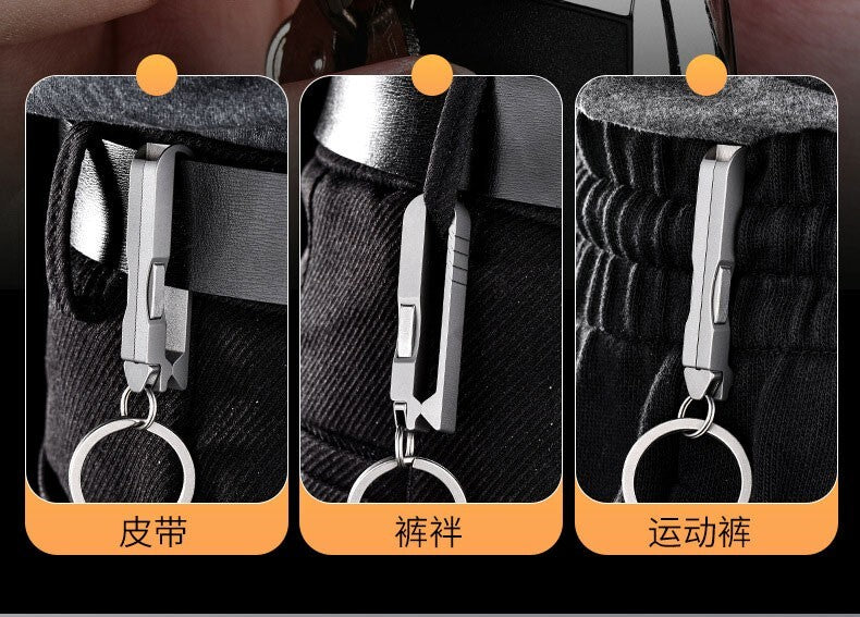 EDC Titanium Keychain Fast Release Belt Buckle with Tweezers Portable Key Chain 07FC0E-D4 - KOEEK