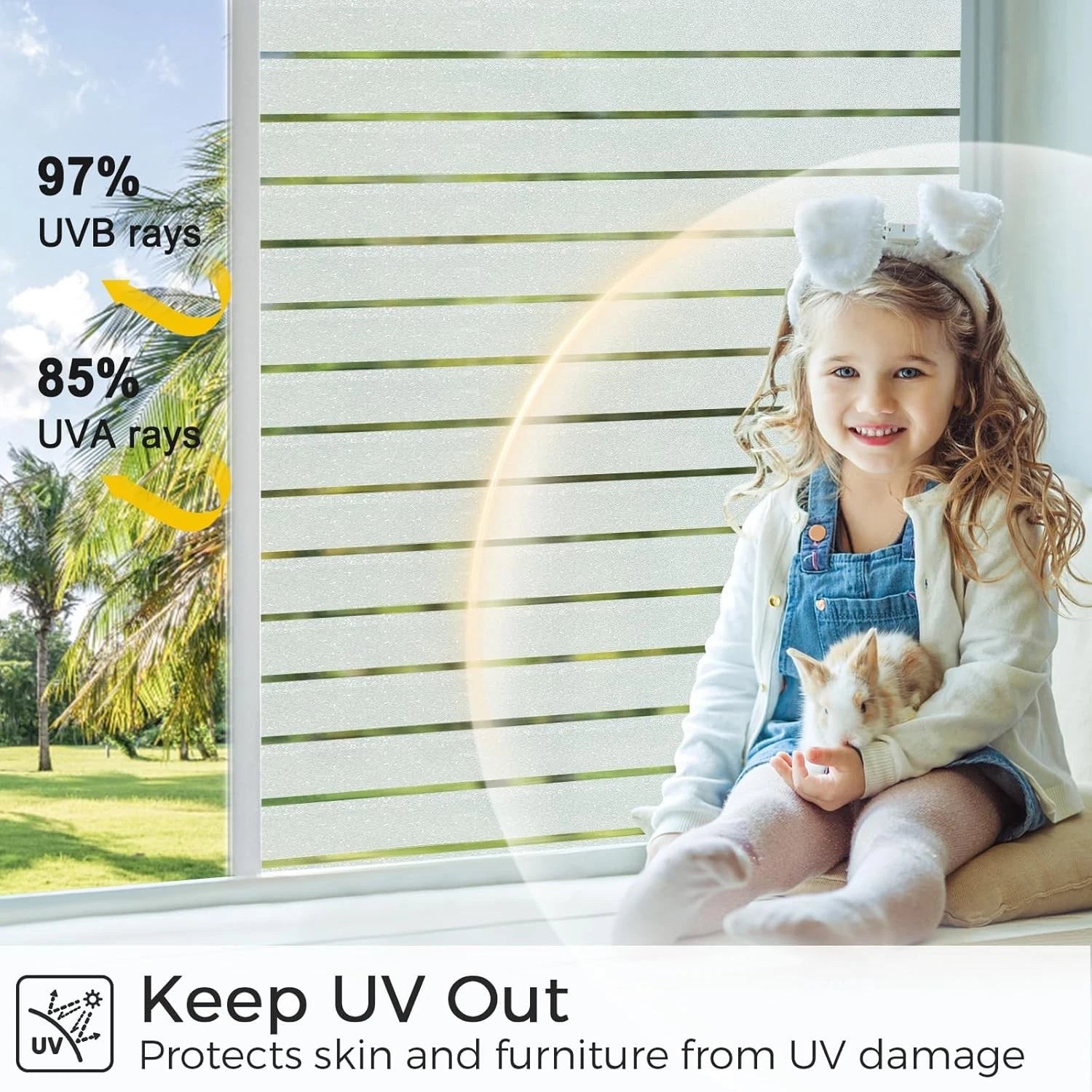 Privacy Film - Frosted Glass Window Covering, Non-Adhesive Sun Blocking Film 07FC0E-D4 - KOEEK