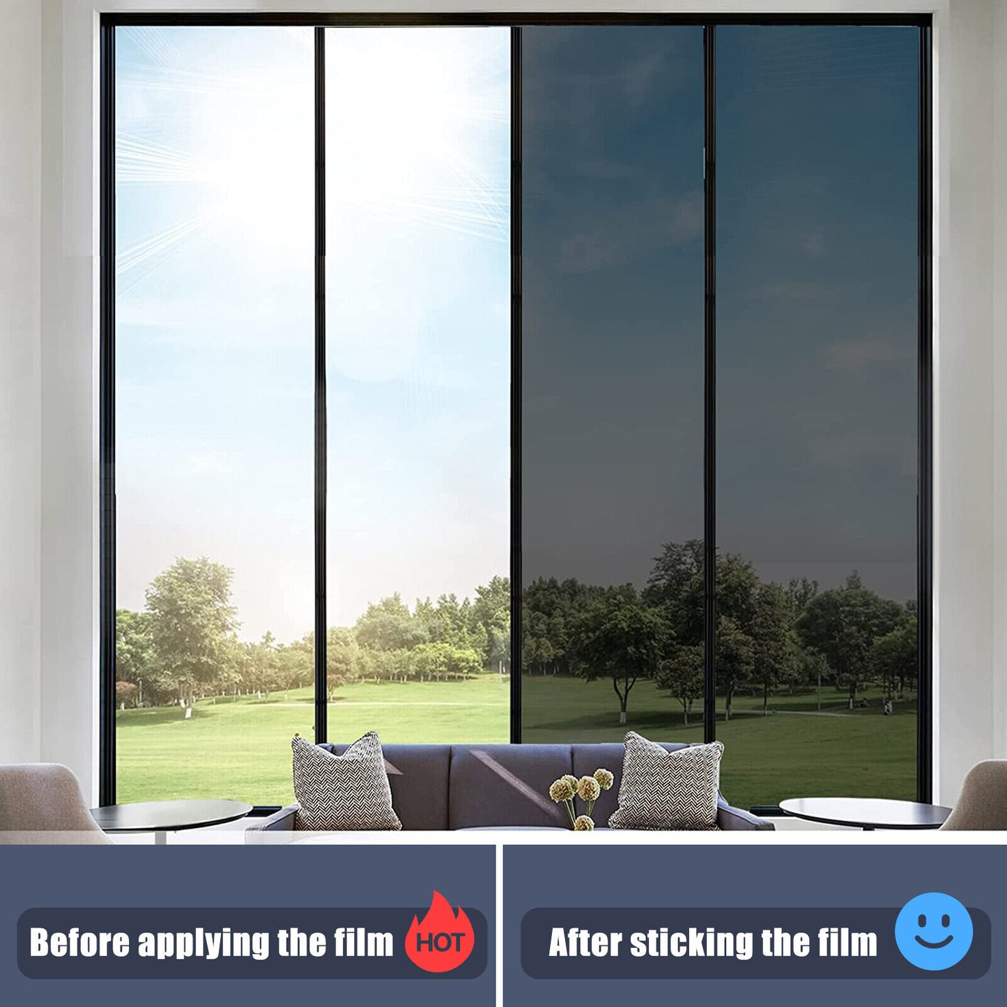 Single Way Mirror Window Film Heat UV Reflective Privacy Protect Tint Foil Home