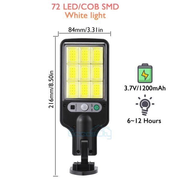 ny 1200000lm LED Solar Flood Light Security Bevægelsessensor Udendørs Yard Street Wall