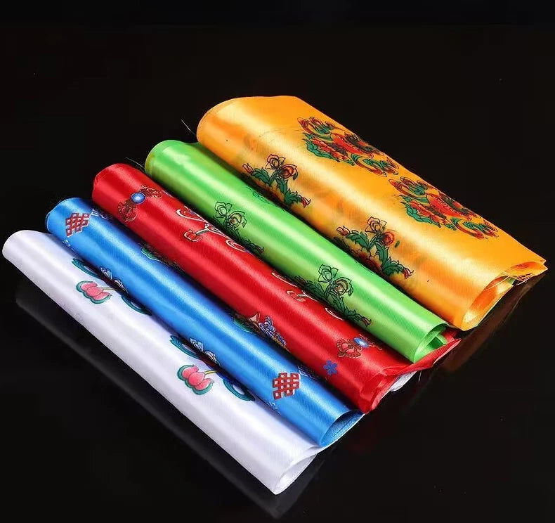 5pcs 240cm 94" Tibetan Traditional Khata Eight Auspicious Symbol Good Luck Scarf 07FC0E-D4 - KOEEK