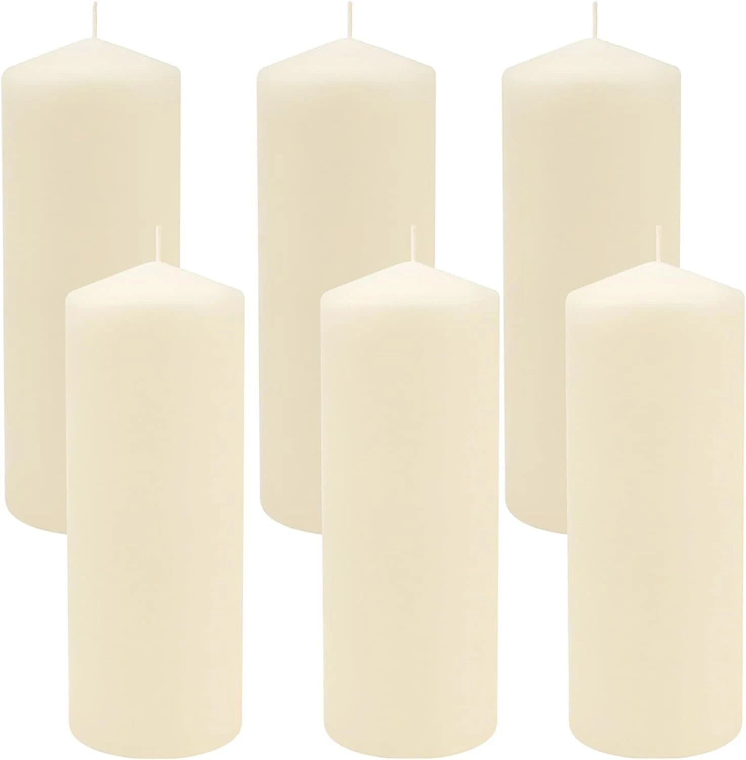 80 Hour Long Burn Unscented Pillar Candle, 3x8, Ivory, Pack of 6 07FC0E-D4 - KOEEK