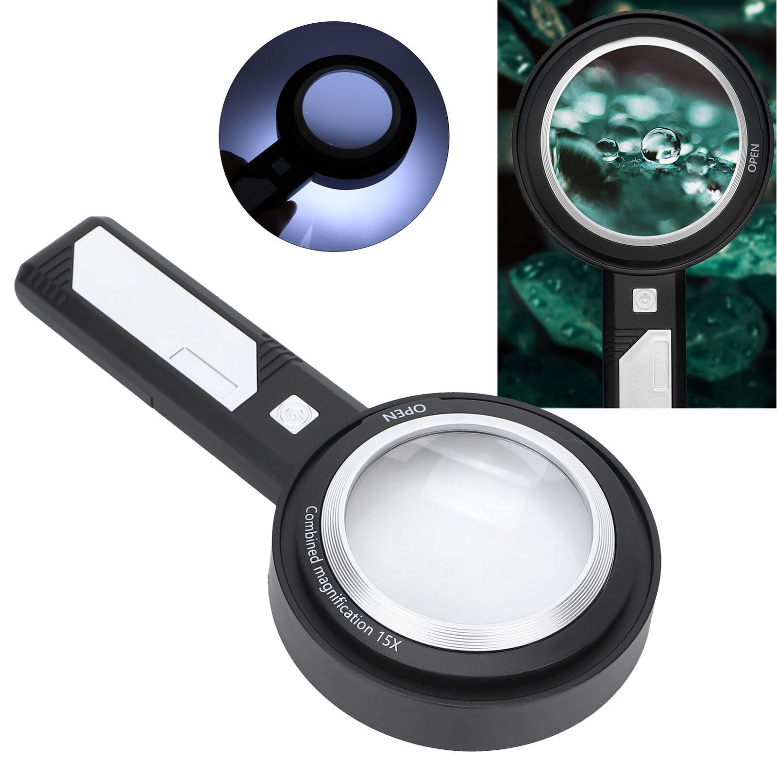 new Seniors 6X/15X Magnifying Glass 6 LED Lights Handheld Lens Magnifier For Rea AP9 koeek - KOEEK