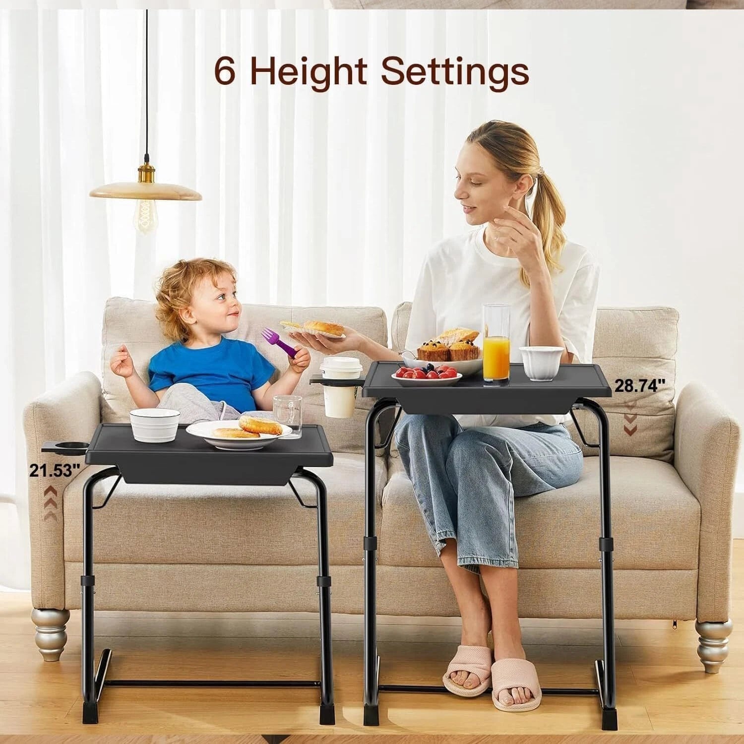 Adjustable TV Tray Table - TV Dinner Tray for Bed and Sofa(Black) 07FC0E-D4 - KOEEK