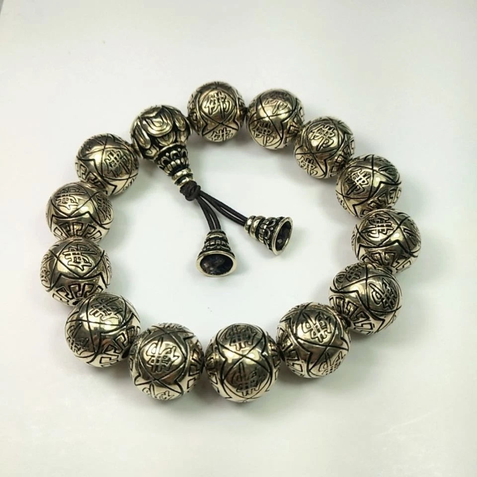 Brass Vintage Men’s Bead Bracelet Art Handcrafted Jewelry 07FC0E-D4 - KOEEK