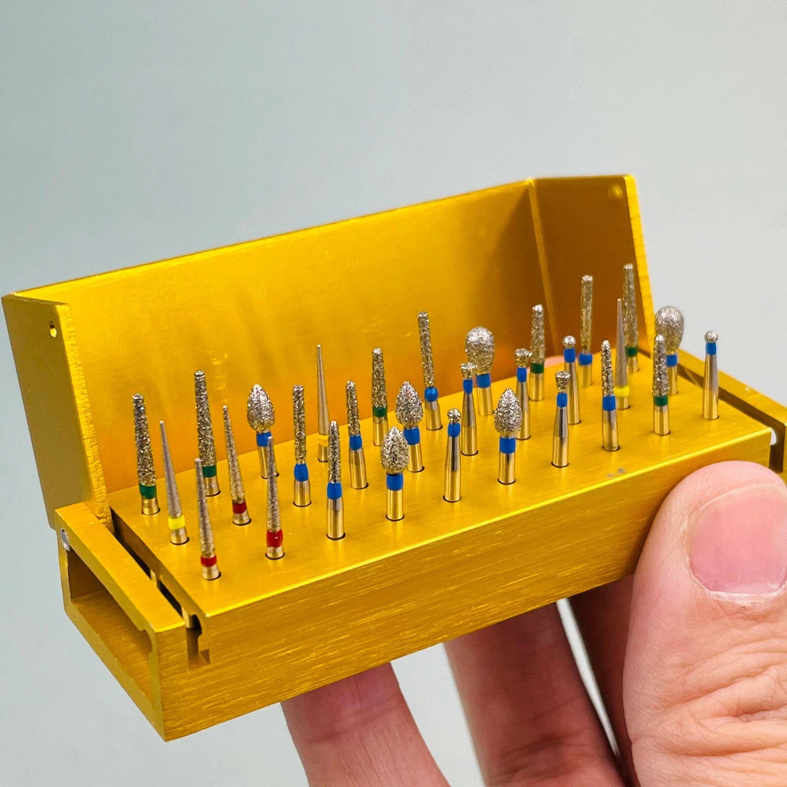 30pcs Dental Diamond Burs Drill+Disinfection Bur Block High Speed Handpiece Kit 07FC0E-D4 - KOEEK