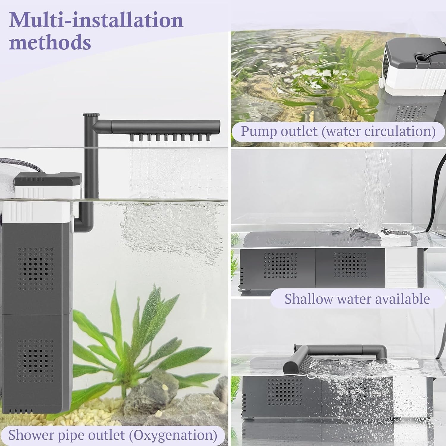 new 15W 210GPH Ultra Powerful Aquarium Filter for 15-40Gallon Fish Gray/White 07FC0E-D4 - KOEEK