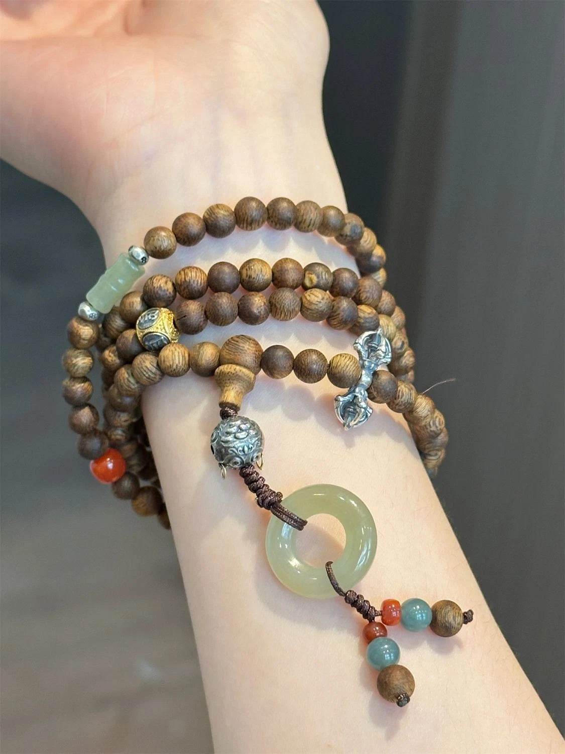 Qinan Agarwood Bead Bracelet Elastic Four Strand Womens Jewelry 07FC0E-D4 - KOEEK