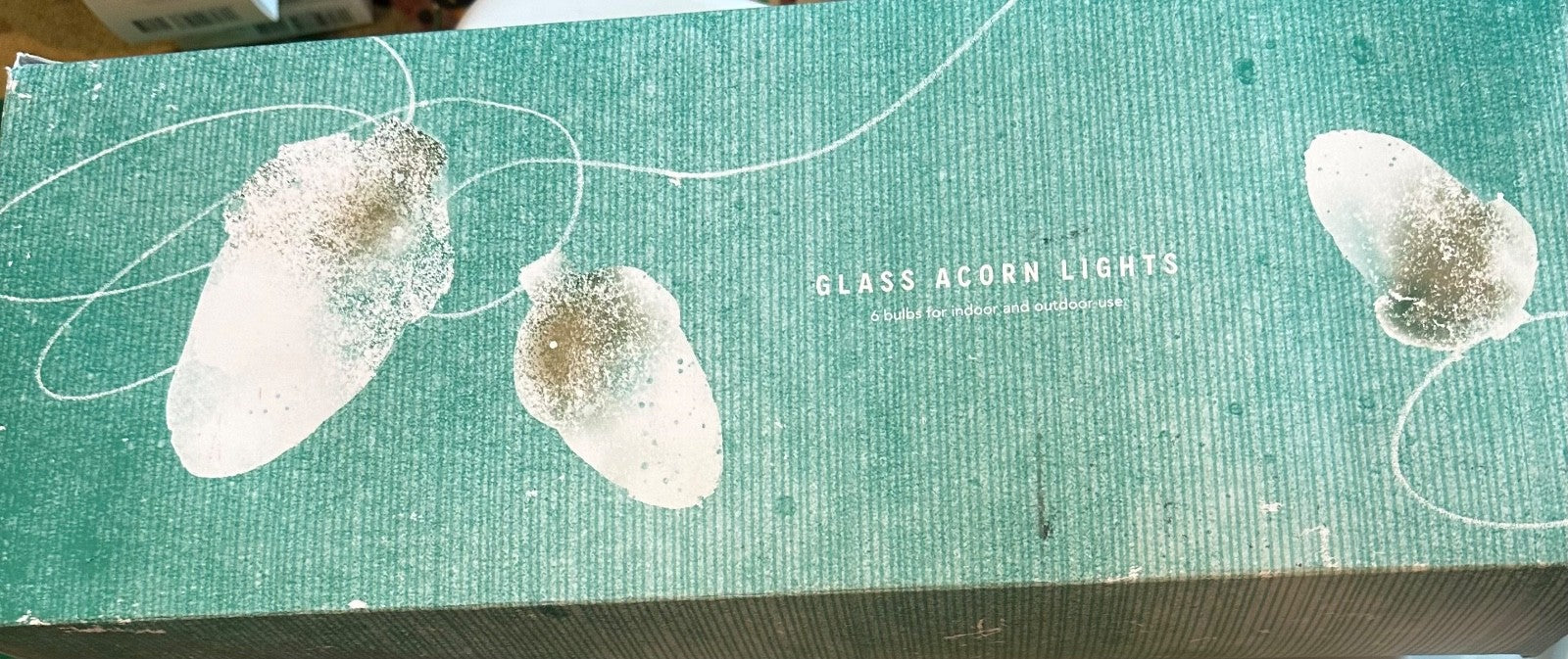 ANTHROPOLOGIE CHRISTMAS ACORN GLASS STRING LIGHTS BATTERY -  OPEN BOX ANTHROPOLOGIE - KOEEK