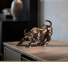 Brass Coffee Wall Street Bull OX Figure Statue Art Sculpture Office Home Decor 07FC0E-D4 - KOEEK