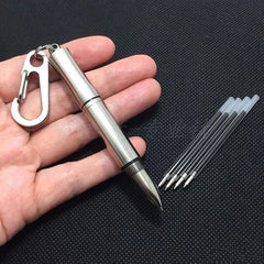 Titanium Pocket EDC Ballpoint Pen Signature Write Pen with Key Ring 5 Refills 07FC0E-D4 - KOEEK