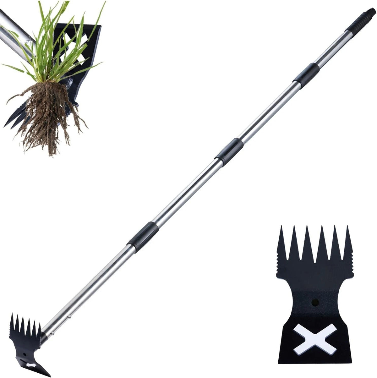 Weed Puller Tool with Long Handle -60" Manual Weeder Remover Tool,Hand Weed Rake 07FC0E-D4 - KOEEK