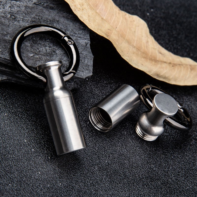 Mini Titanium Keychain Waterproof Pill Holder Container Case Organizer EDC Gift 07FC0E-D4 - KOEEK