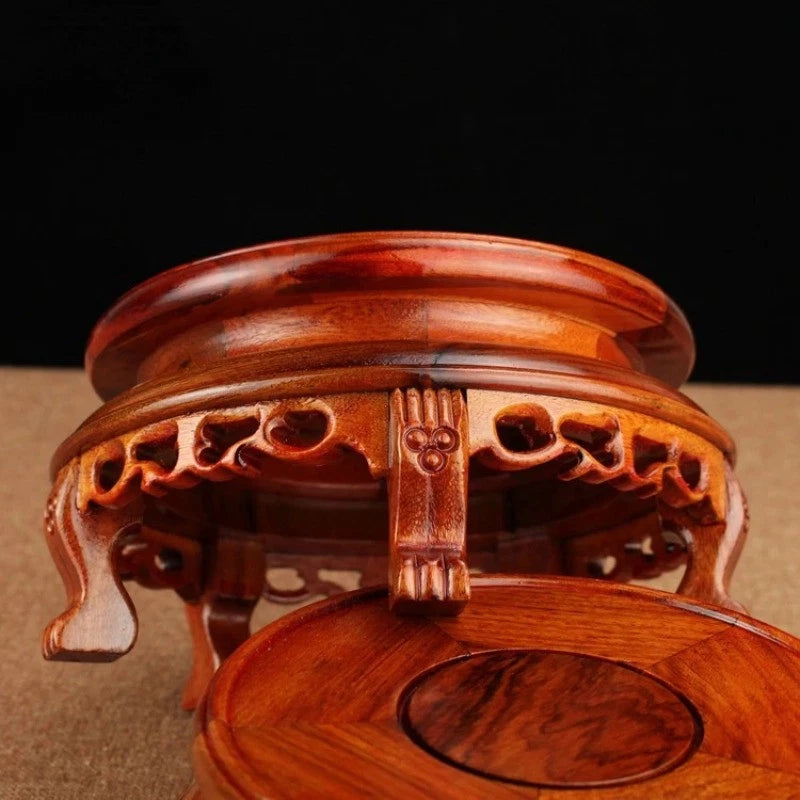 12.5cm Rosewood Stand Display Incense Burner Circular Base Potted Plant Base 07FC0E-D4 - KOEEK