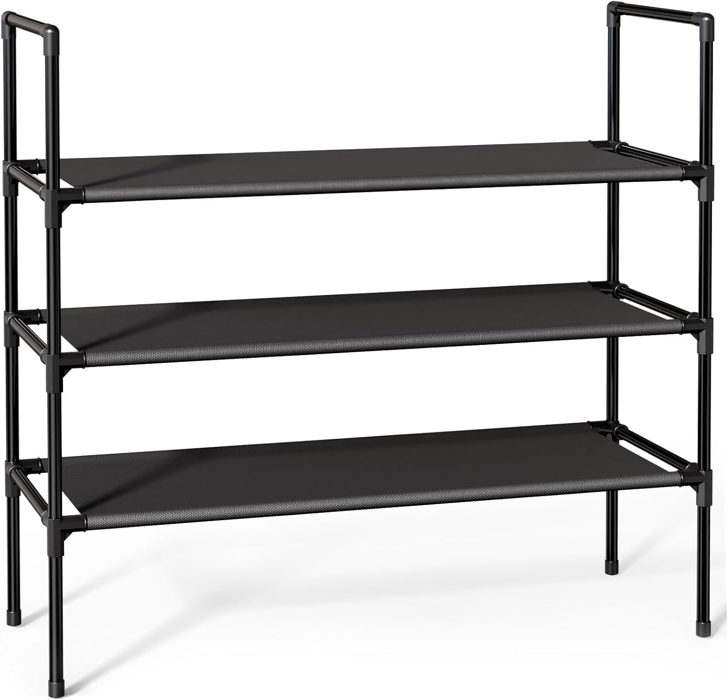new Shoe Rack with Non-Woven Fabric - 3-Tier Organizer for X-Large, Black 07FC0E-D4 - KOEEK