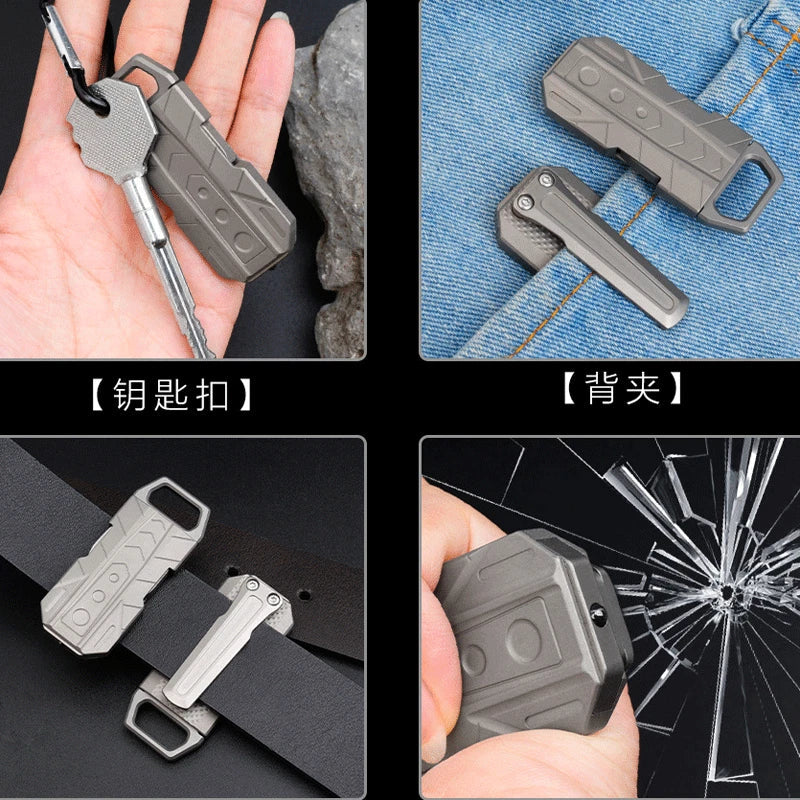 EDC Titanium Belt Buckle Portable Men's Belt Clip Waist Hang Keychain Crowbar 07FC0E-D4 - KOEEK
