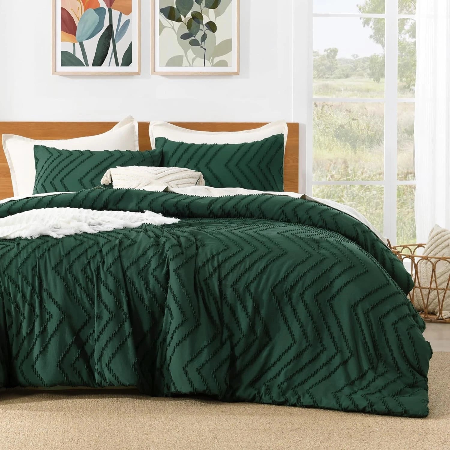 Down comforter set, deep emerald green, 3-piece set 07FC0E-D4 - KOEEK