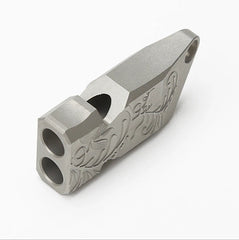 EDC Titanium TC4 Portable Carving Flower Metal Treble Whistle Outdoor Survival 07FC0E-D4 - KOEEK