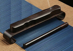 Chinese Ebony Wood Zither Mini Incense Burner Rack Box Home Decor Ornaments 07FC0E-D4 - KOEEK