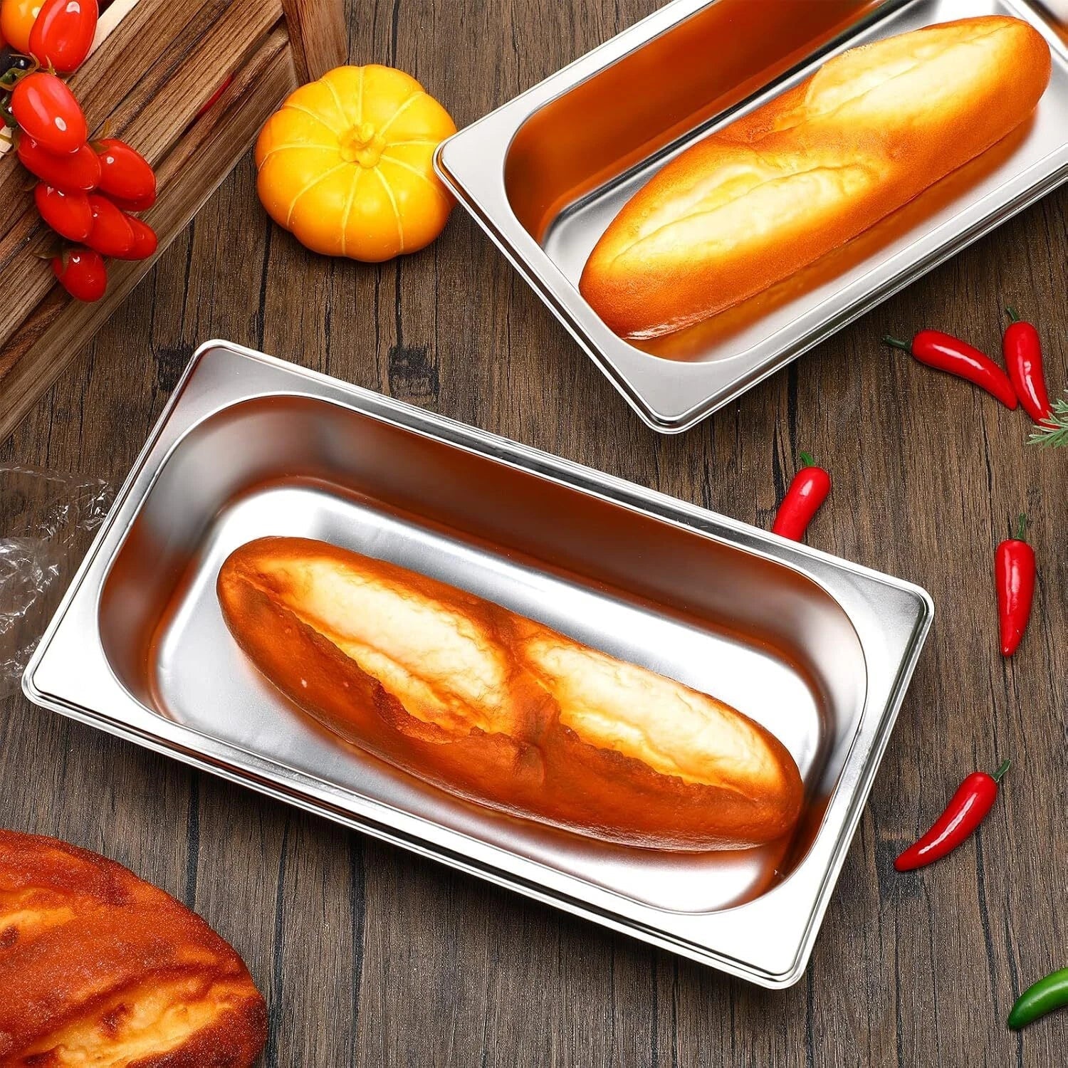 10 Pack Hotel Pan, Stainless Steel Steamer, 1/3 Size, 0.8 mm Thick 07FC0E-D4 - KOEEK