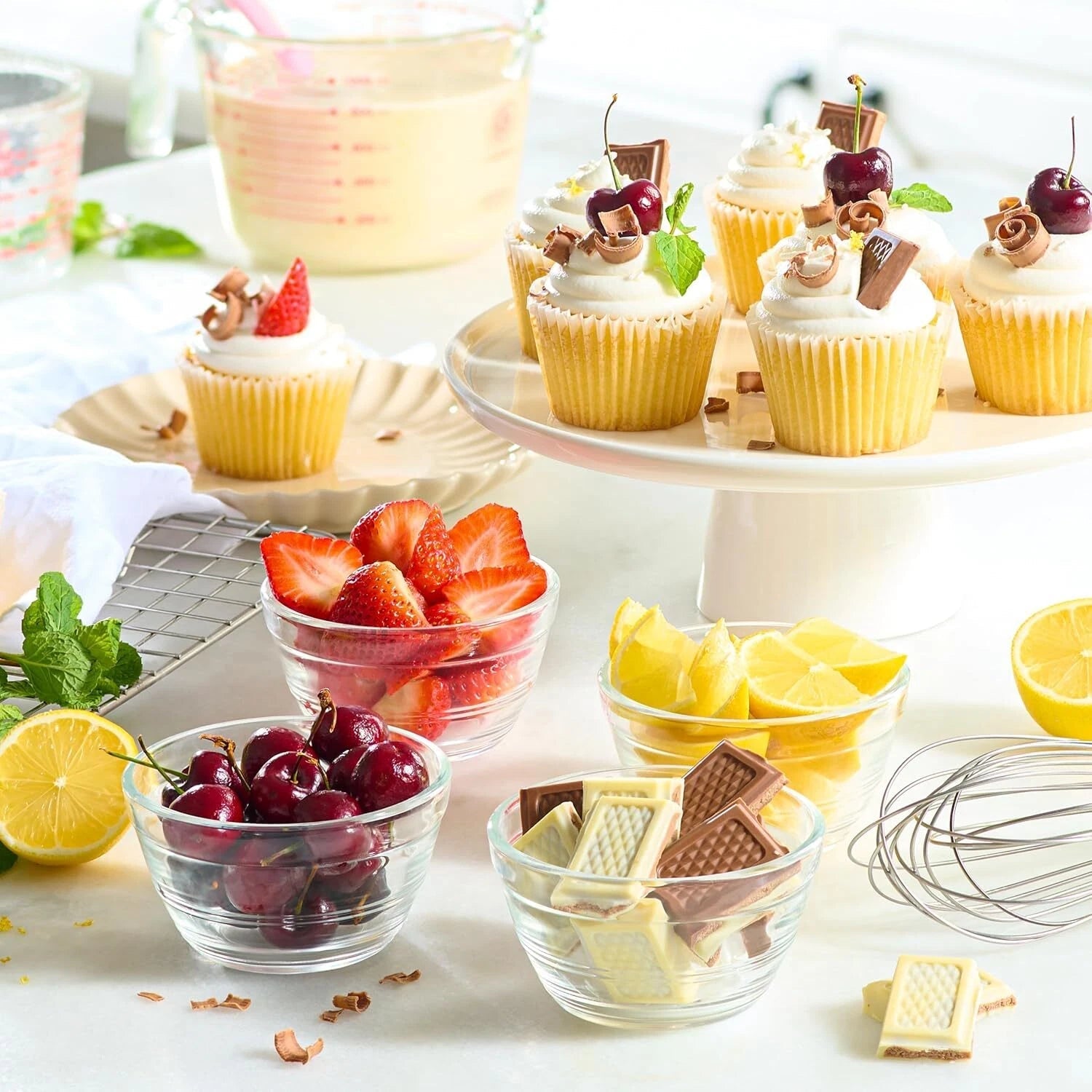 16pc Set of Small Glass Bowls with Airtight Lids - 8oz Stackable Custard Cups 07FC0E-D4 - KOEEK