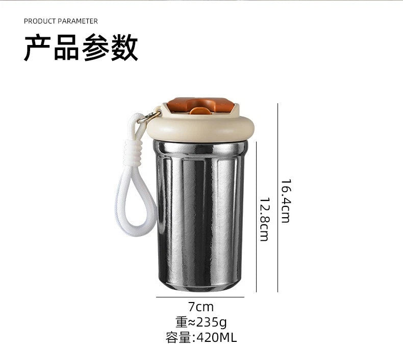 420ml Double Wall Pure Titanium Thermal Insulation Coffee Cup Travel Bottle 07FC0E-D4 - KOEEK
