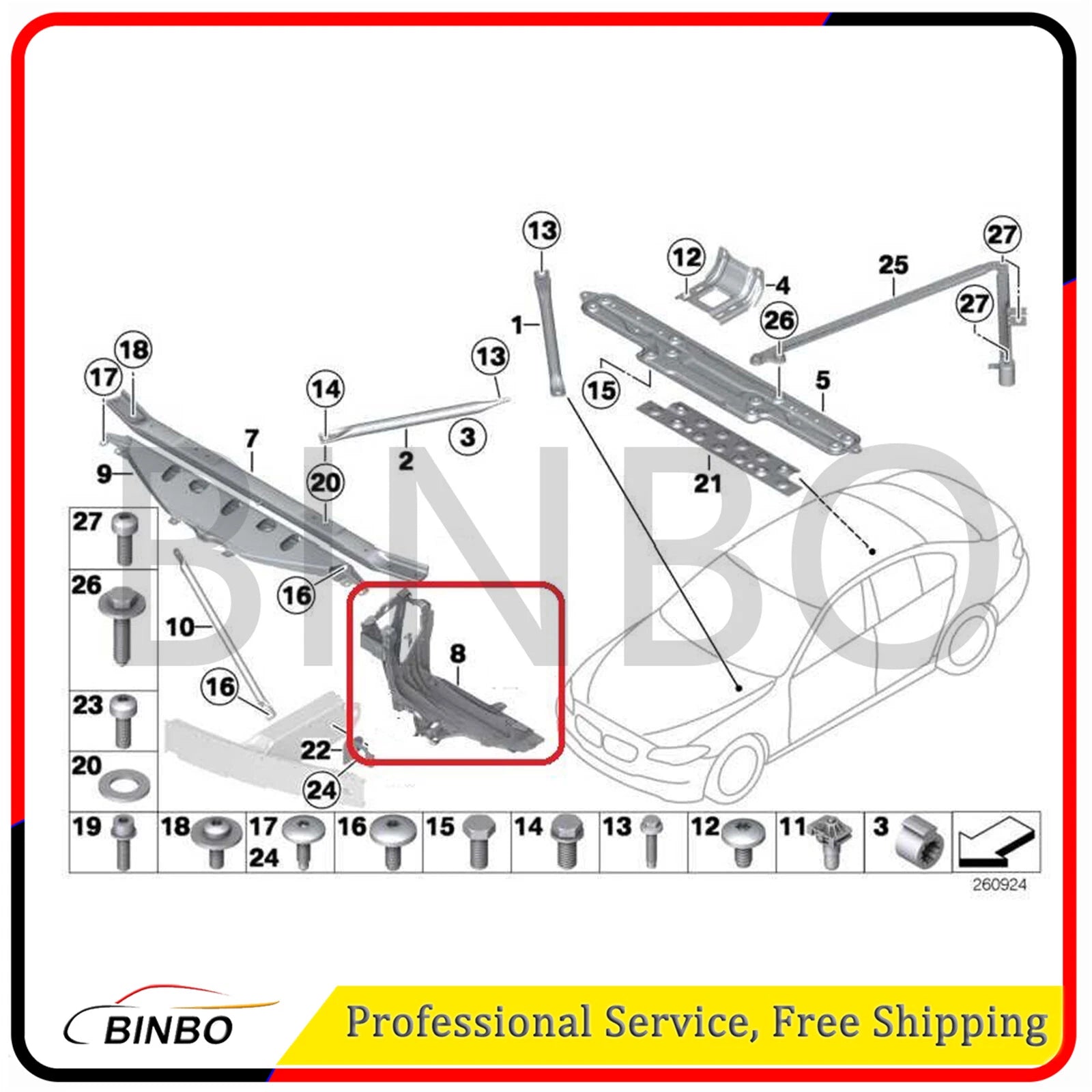 For BMW F07 (2009-2017) Left Headlight Support Bracket 51647200777 07FC0E-D4 - KOEEK