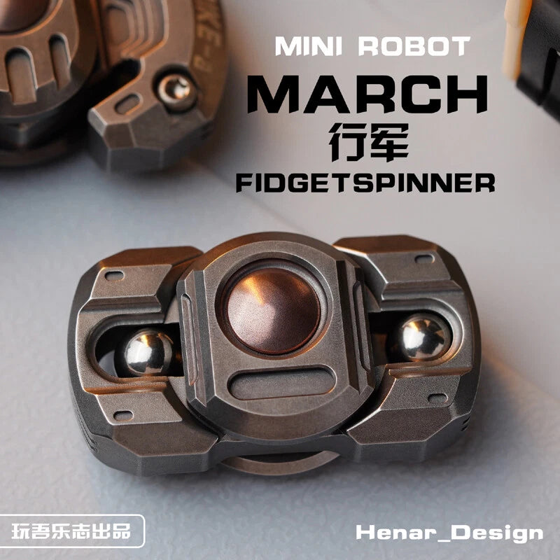 Zirconium Alloy + Brass Marching Robot Finger Gyro Hand Fidget Spinner EDC Toys 07FC0E-D4 - KOEEK