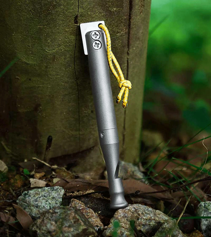 EDC Titanium Whistle Waterproof Flint Outdoor Camping survival Tool Keychain 07FC0E-D4 - KOEEK