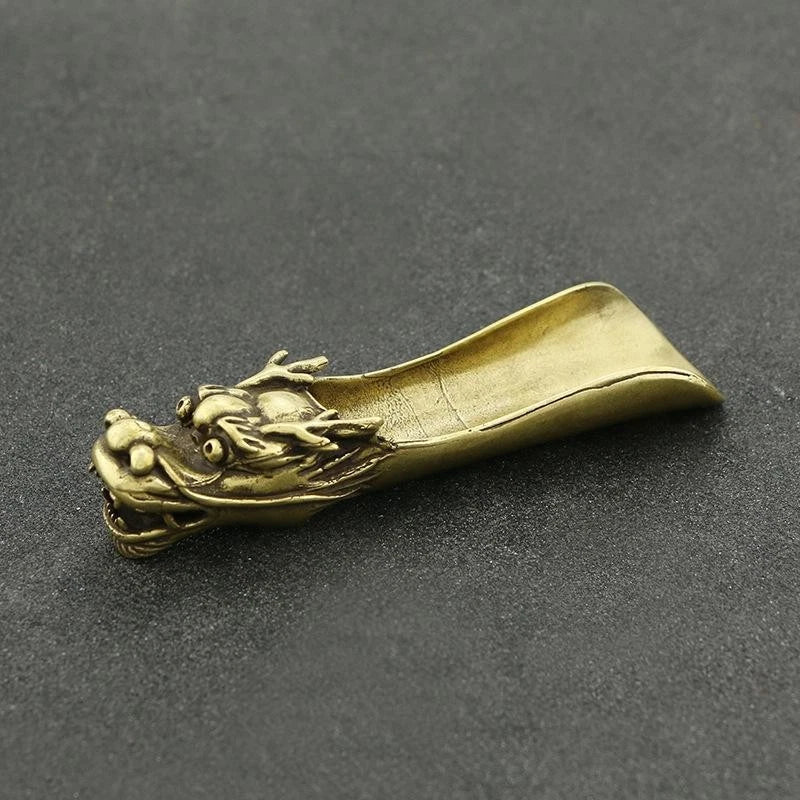 Brass Dragon Tea Scoop Handmade Tea Spoon Tea Ceremony Tea Tool Accessory 07FC0E-D4 - KOEEK