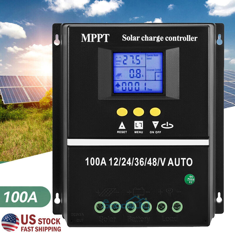 ny 12/24V 60/80/100A MPPT Solar Charge Controller Panel Batteriregulator Dual USB