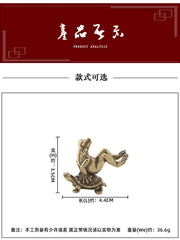 Solid Bronze Turtle Frog Statue Miniature Antique Tea Pet Feng Shui Decor 07FC0E-D4 - KOEEK