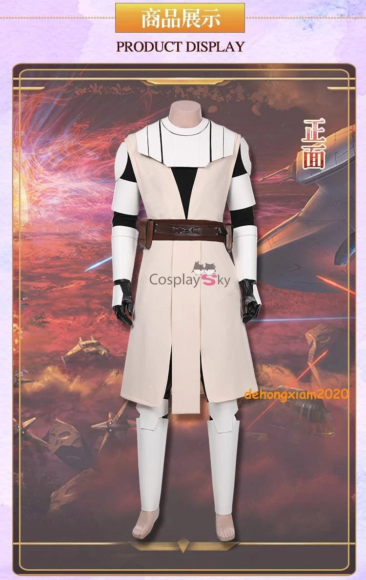 Star Wars The Clone Wars Obi Wan Kenobi Cosplay Costume Uniform Outfit Halloween 07FC0E-D4 - KOEEK