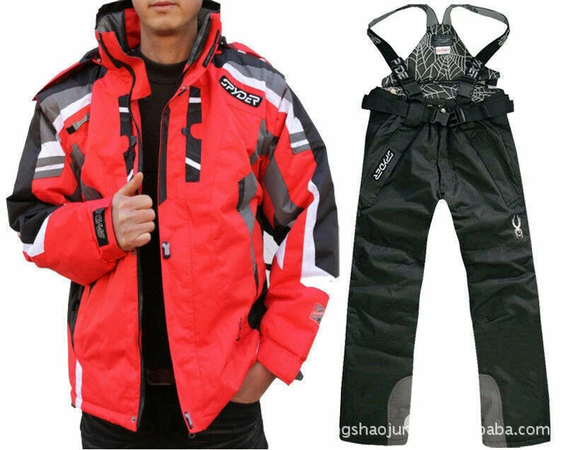 Men's Winter Ski Suit Jacket Waterproof Snowboard Snowsuits Pants Set 07FC0E-D4 - KOEEK