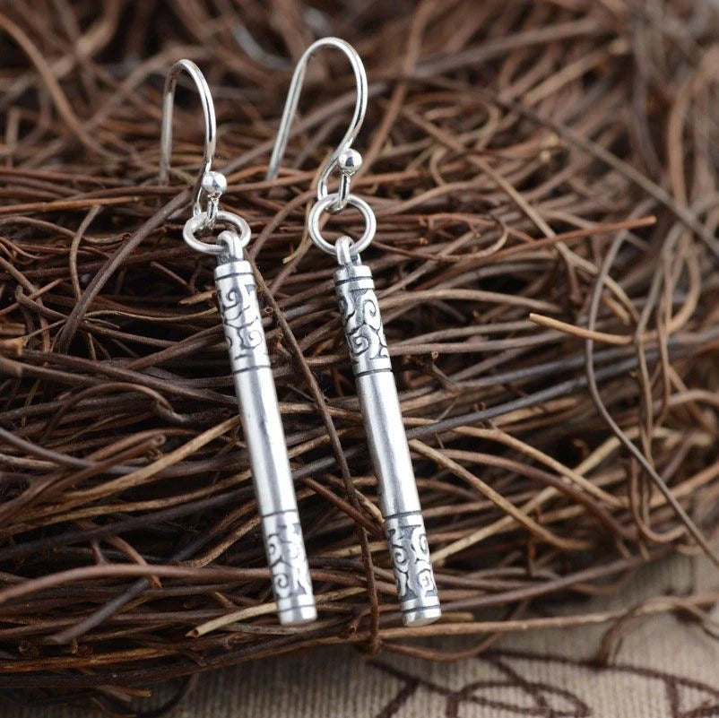 Ruyi Golden Staff Fashion Earrings Cloud Pattern Vintage Distressed Earrings 07FC0E-D4 - KOEEK