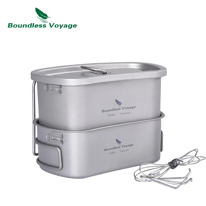 Titanium Military Canteen Cups Outdoor Camping Cooking Kit Water Bottle Mess Tin 07FC0E-D4 - KOEEK