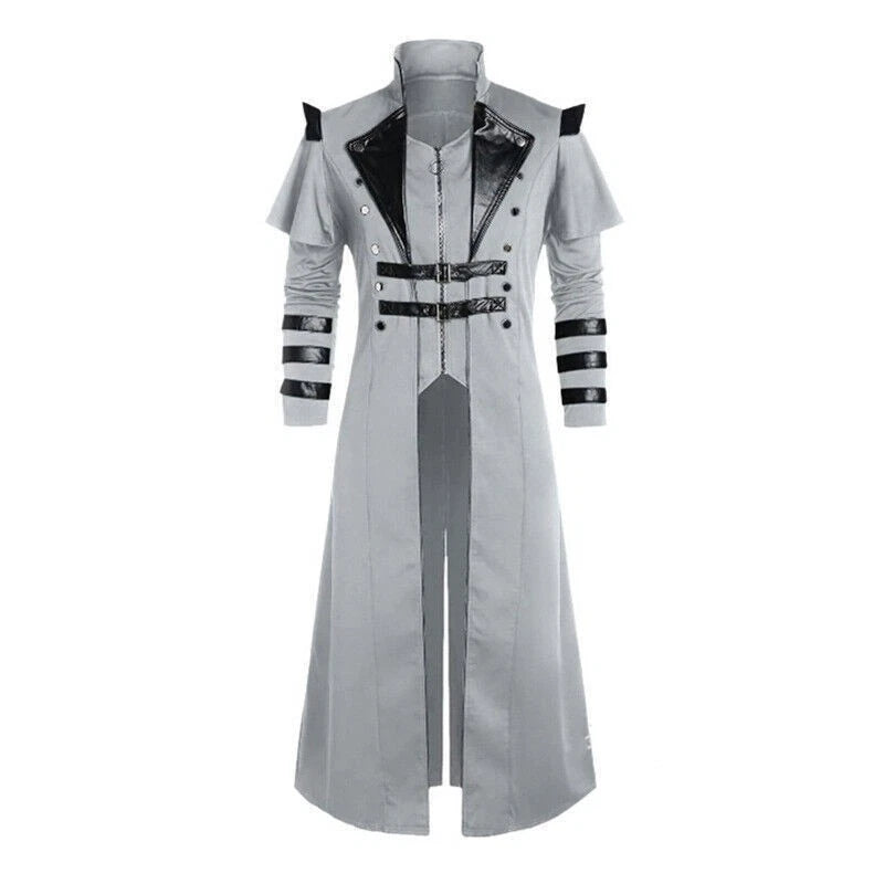 Long Trench Men's Medieval Victorian Style Frock Coat Cape Cloak Costume Jackets 07FC0E-D4 - KOEEK