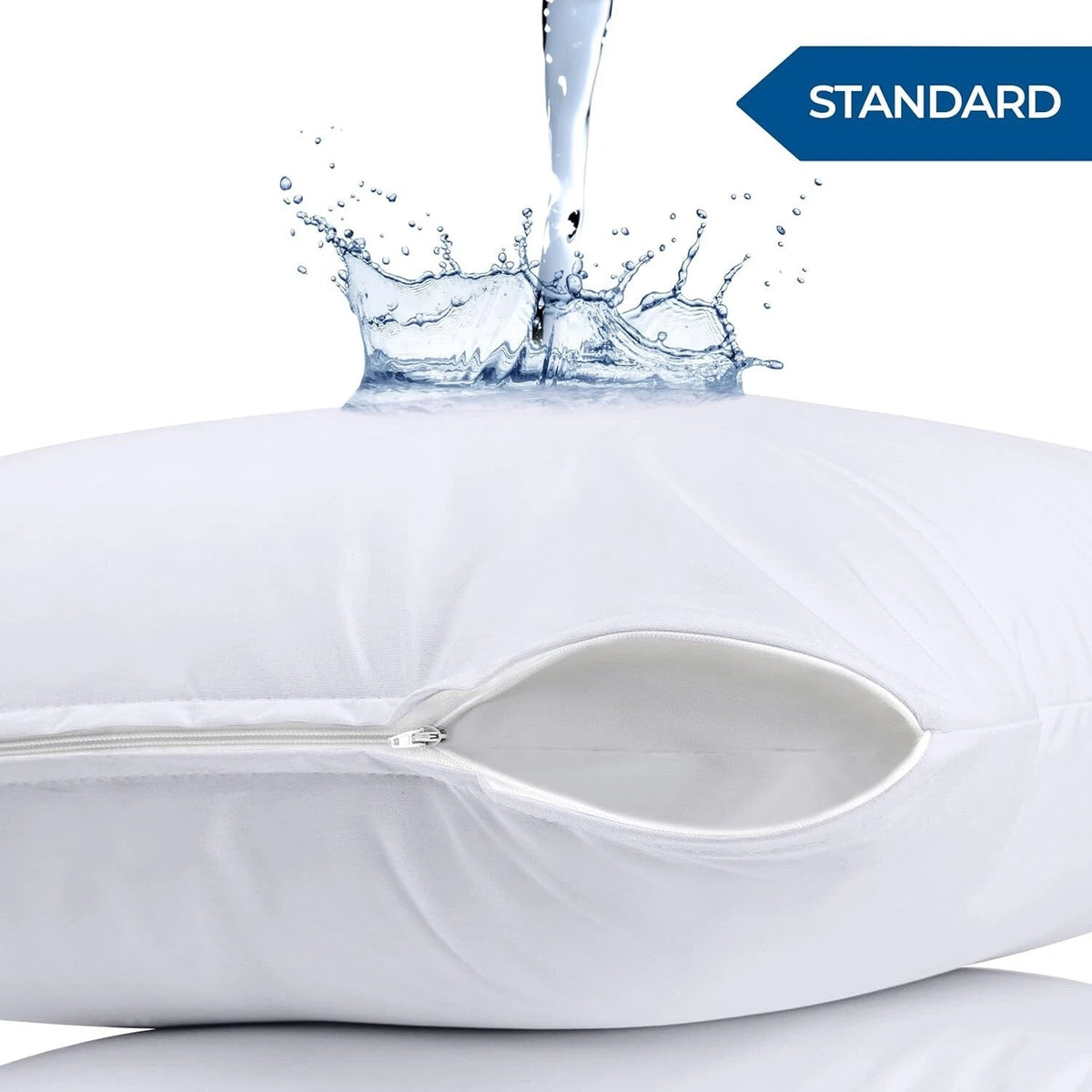 Waterproof Pillow Protectors Zippered (2 Pack, White) Standard Size, Zippered 07FC0E-D4 - KOEEK