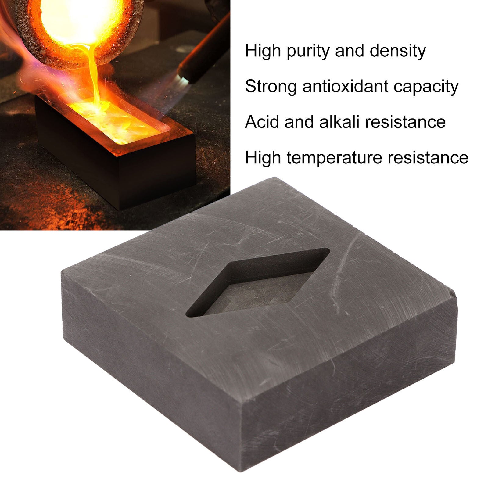 new Graphite Crucible Rhombus Shape Metal Refining Scrap Melting Ingot 50 X 50 X HGF koeek - KOEEK