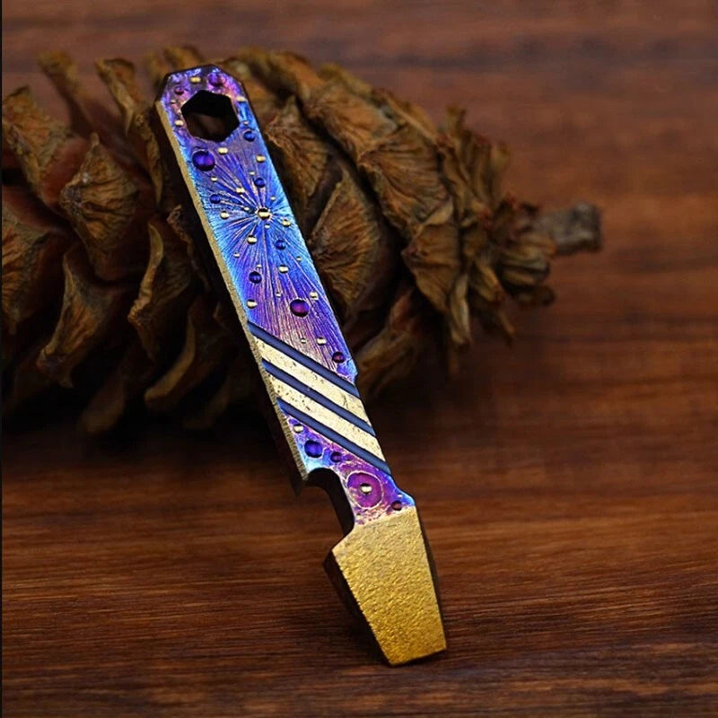 EDC Titanium Alloy Meteorite Pry Bar Crowbar Bottle Opener Wrench Outdoor Tool 07FC0E-D4 - KOEEK