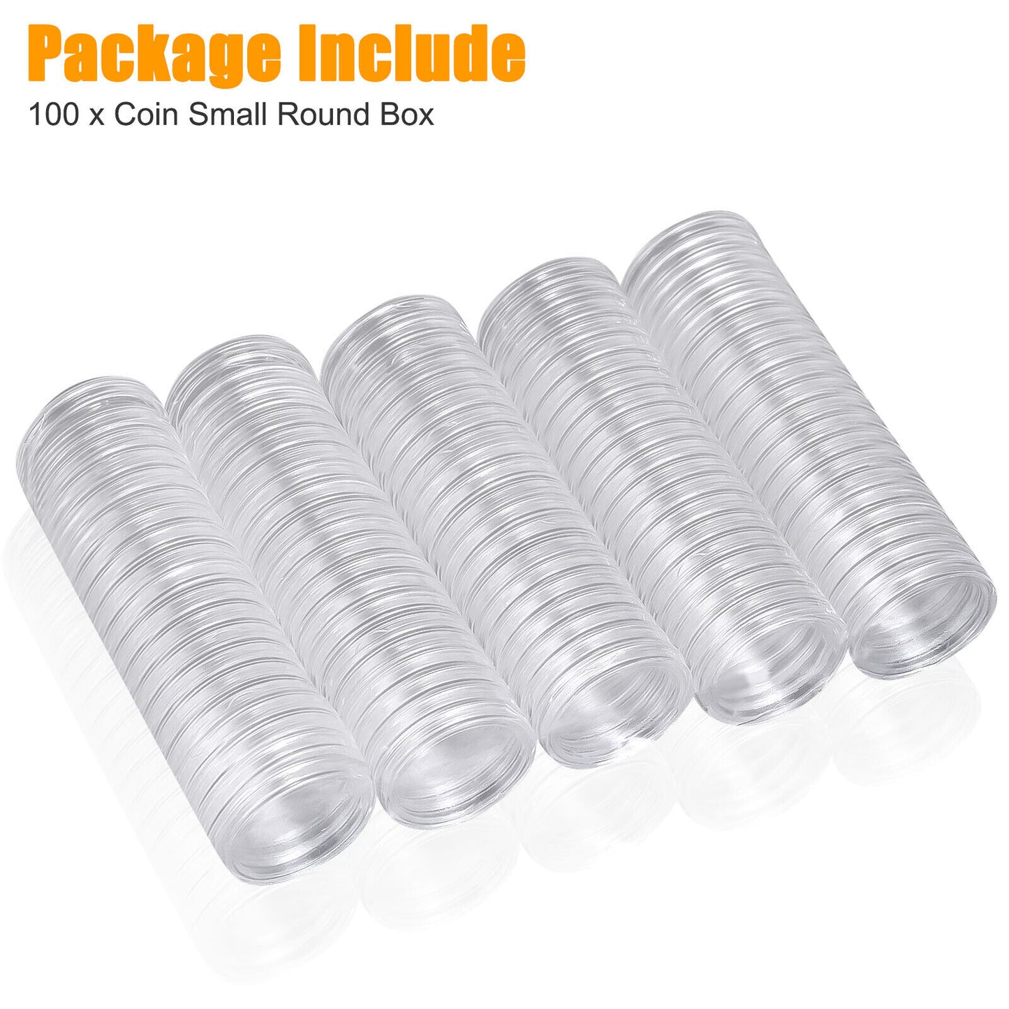 100 Pcs Clear Round Capsules Coin Box Storage Holder 21mm for US Nickle 5 Cents koeek - KOEEK